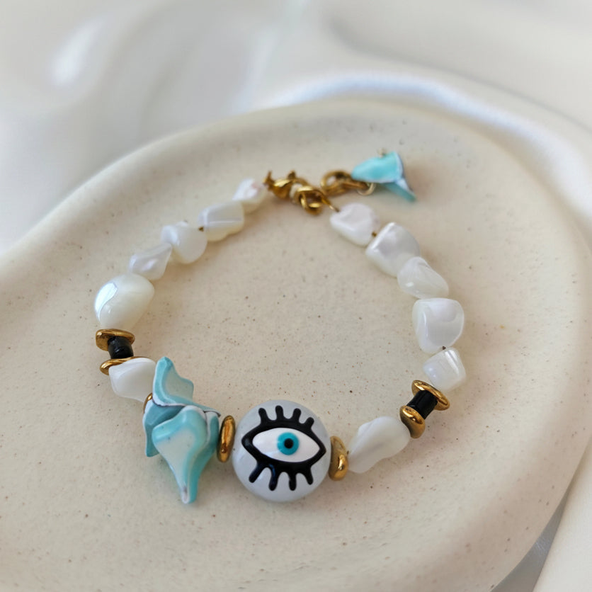 Evil Eye Shell Bracelet