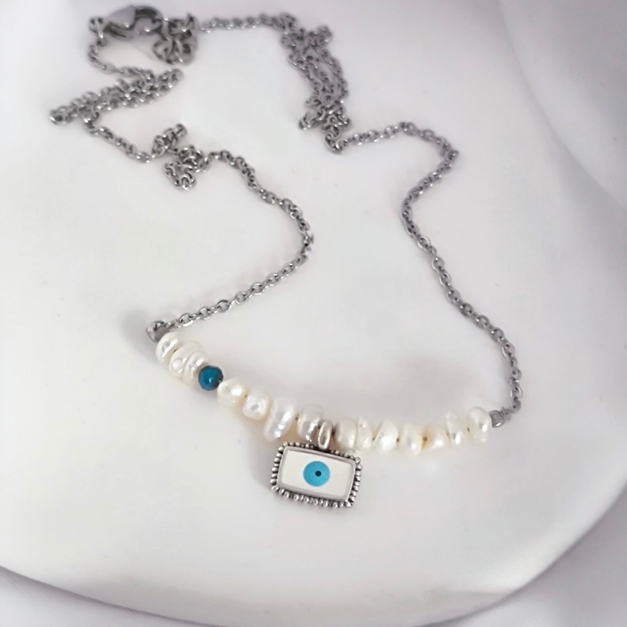 Pearl Evil Eye Necklace