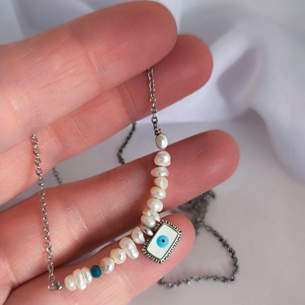 Pearl Evil Eye Necklace