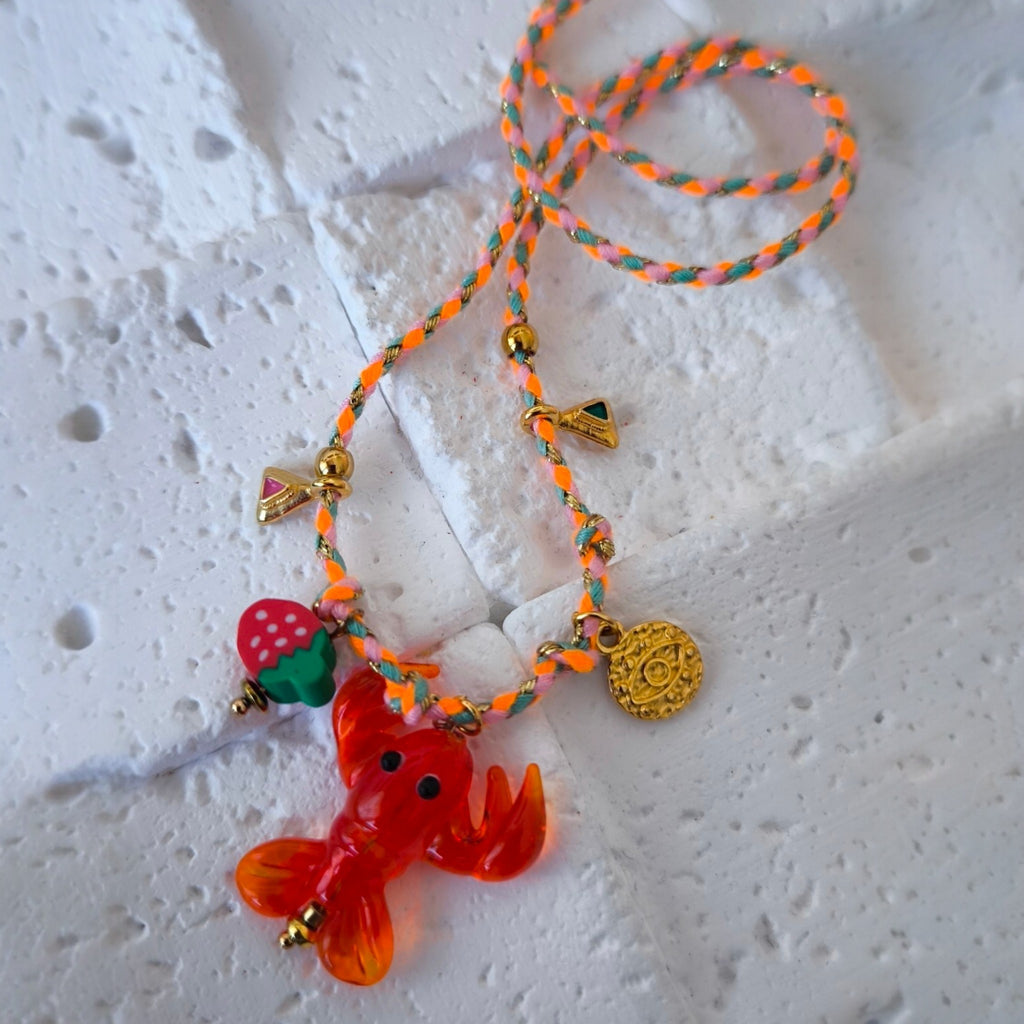 Glass Lobster Charm Necklace