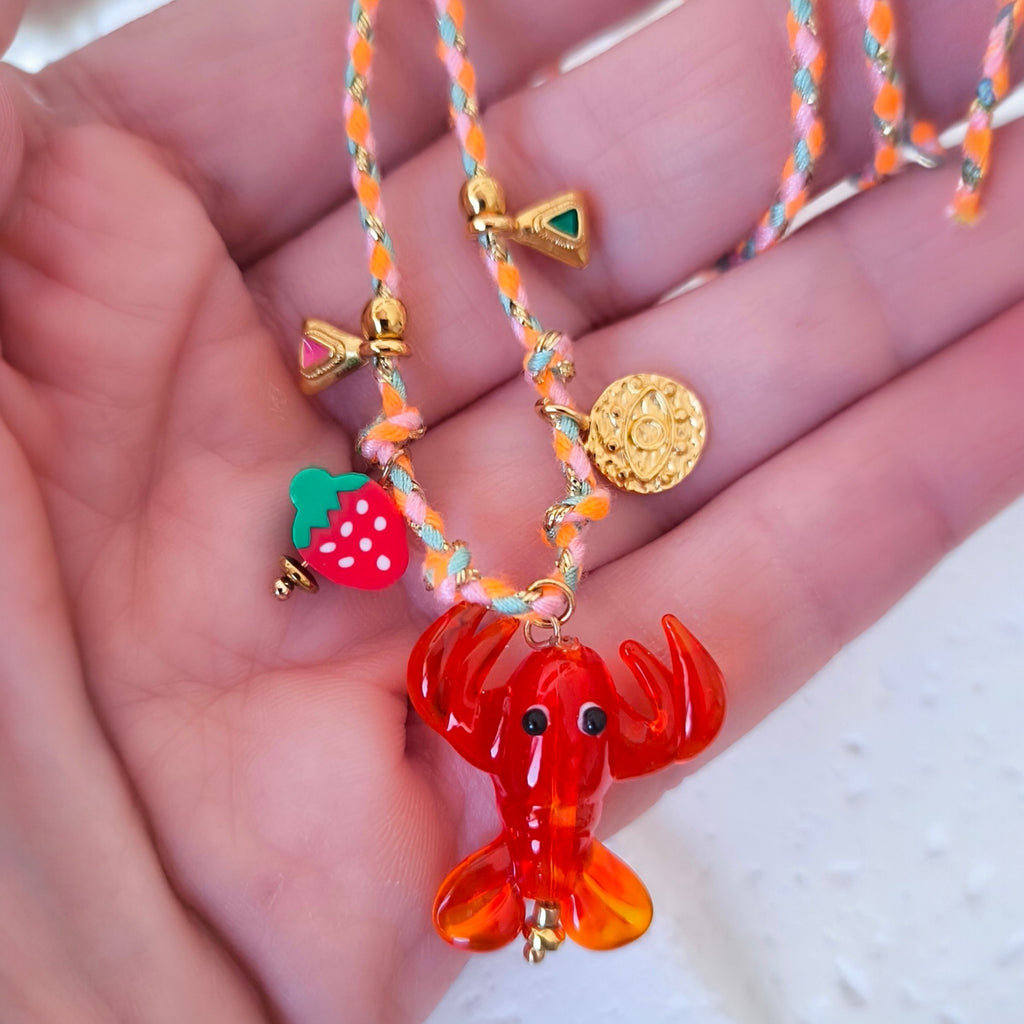 Glass Lobster Charm Necklace