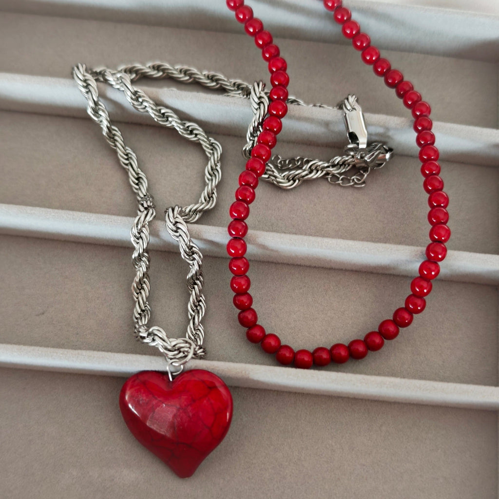 Chunky Heart & Red Howlite Set | 7€-20€