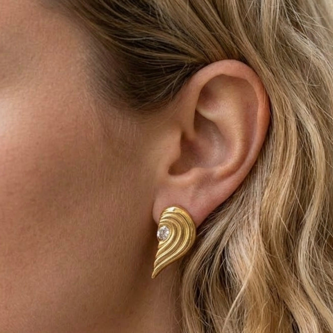 Golden Wing Heart Earrings