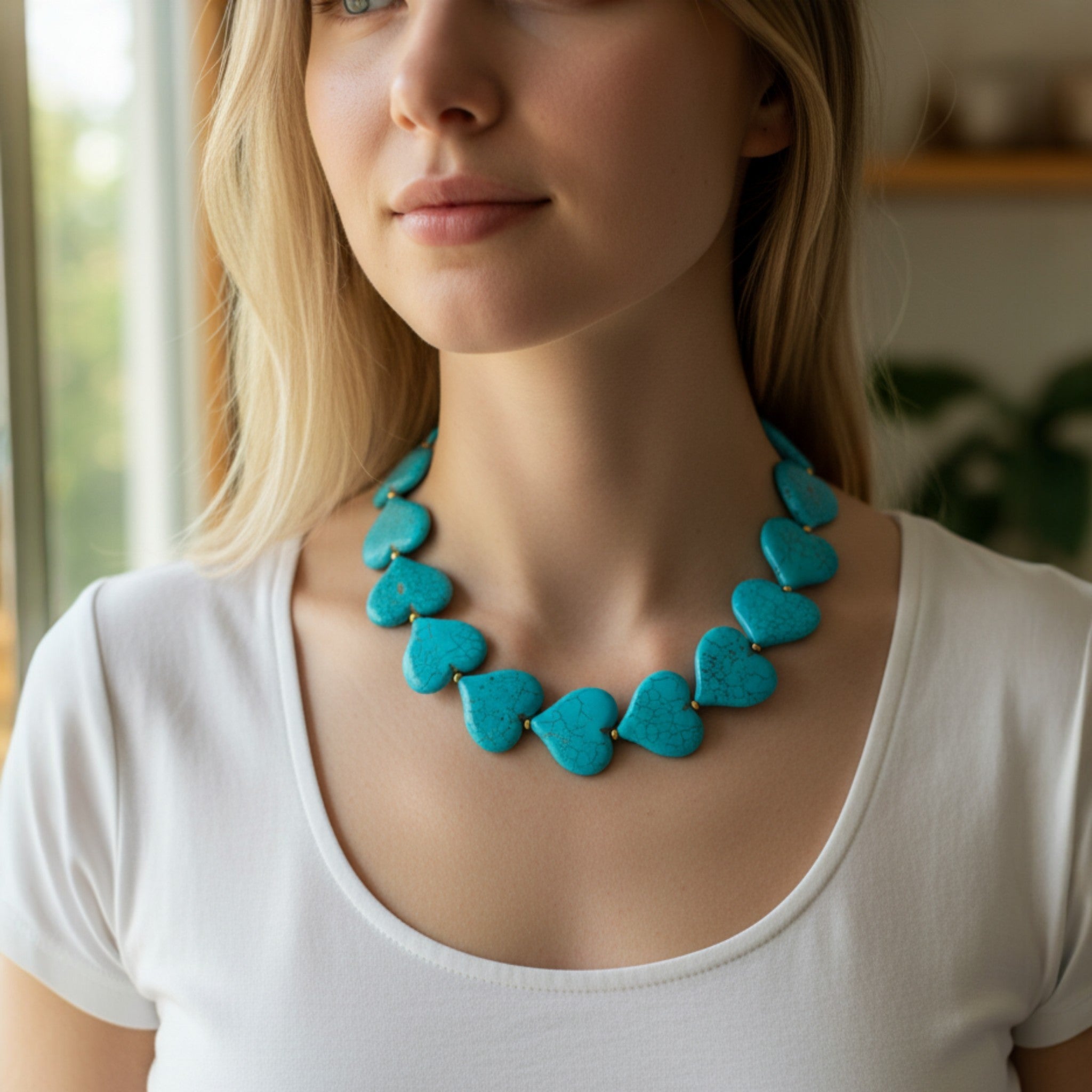 Turquoise Heart Statement Necklace