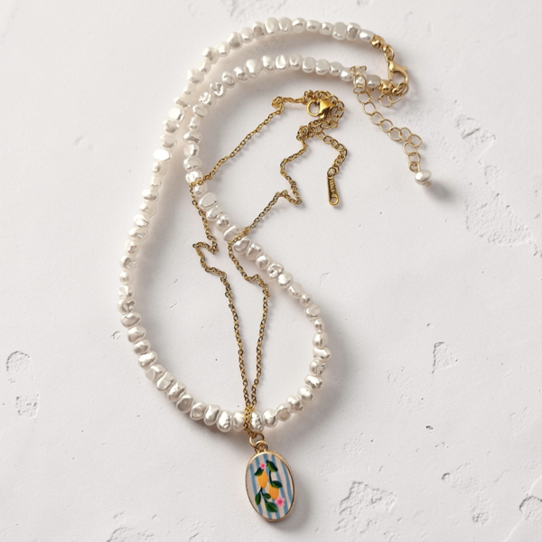 Lemons & Pearls Set Necklace