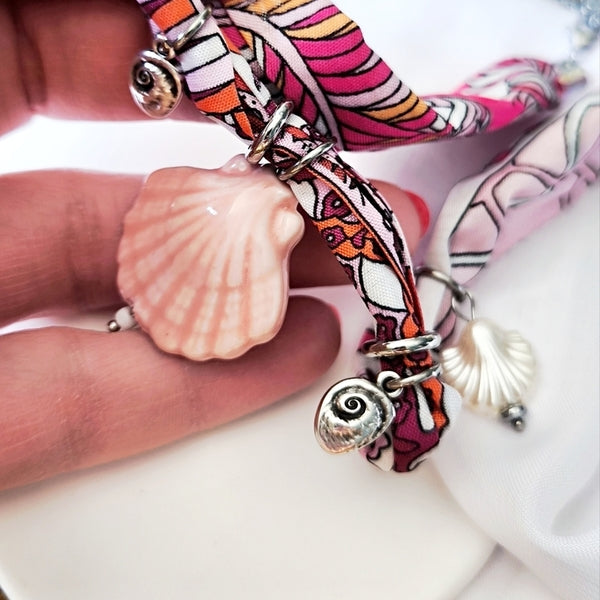 Pink Shell Bandana Necklace