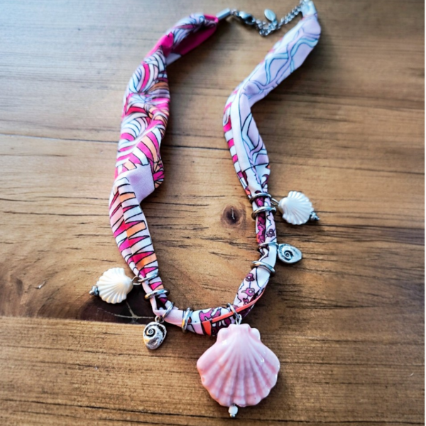 Pink Shell Bandana Necklace