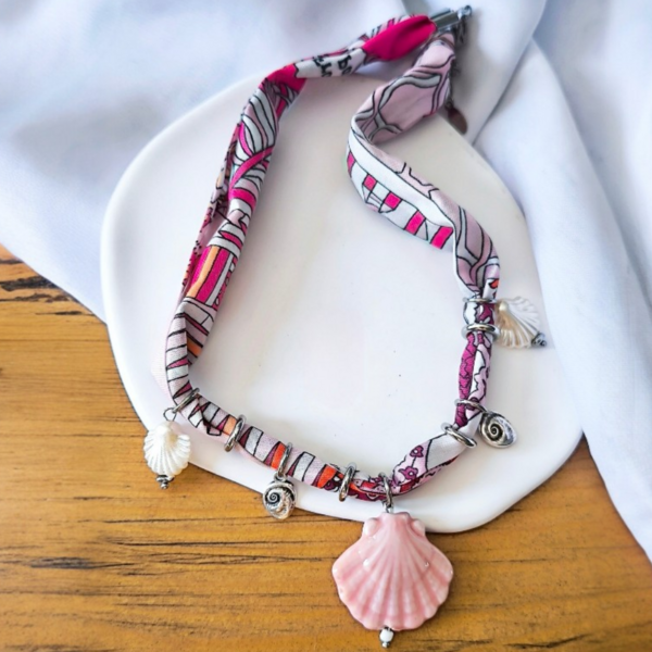 Pink Shell Bandana Necklace