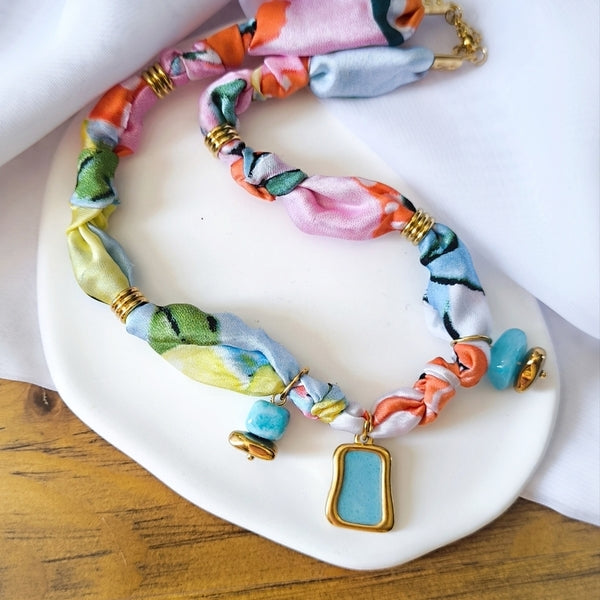 Exotic Turquoise Bandana Necklace