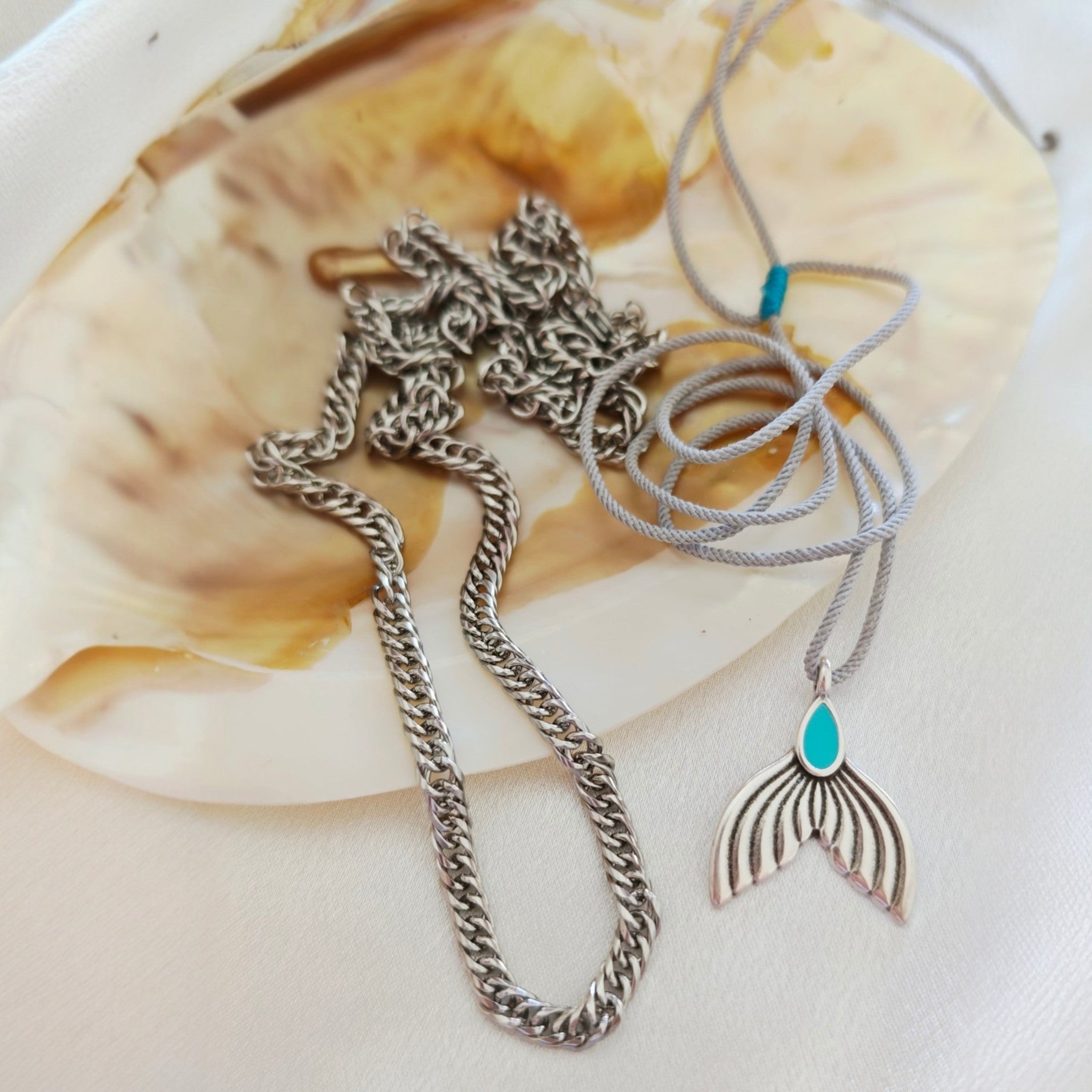 Mermaid Necklace Set Silver