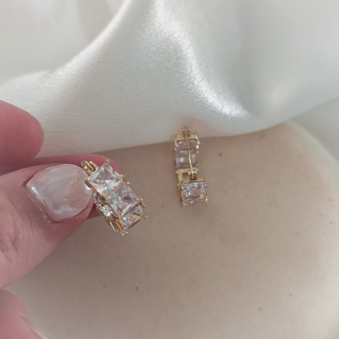Gold Crystal Hoop Earrings
