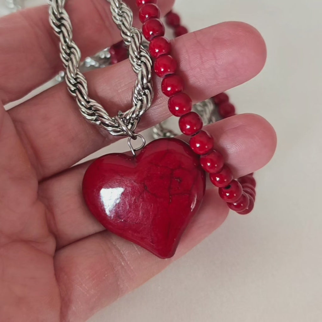Chunky Heart & Red Howlite Set | 7€-20€