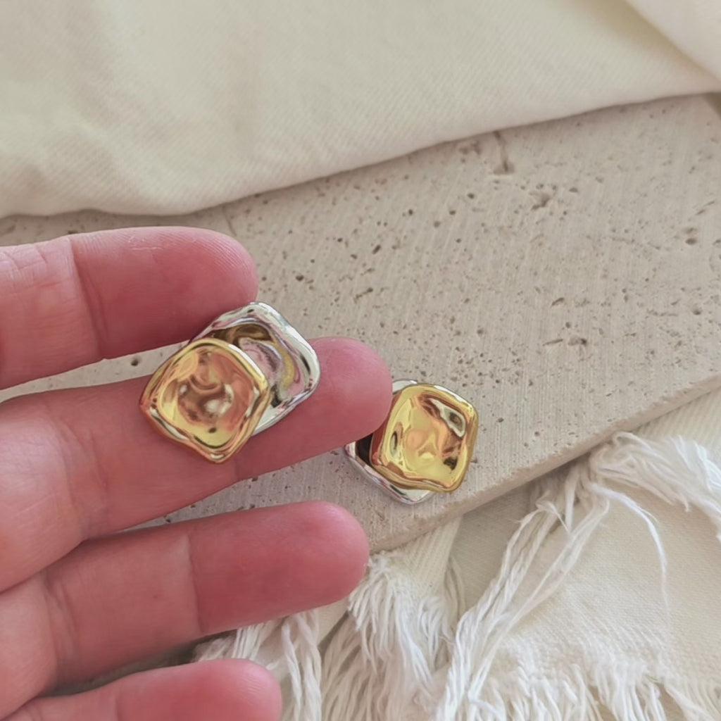 Molten Square Stud Earrings