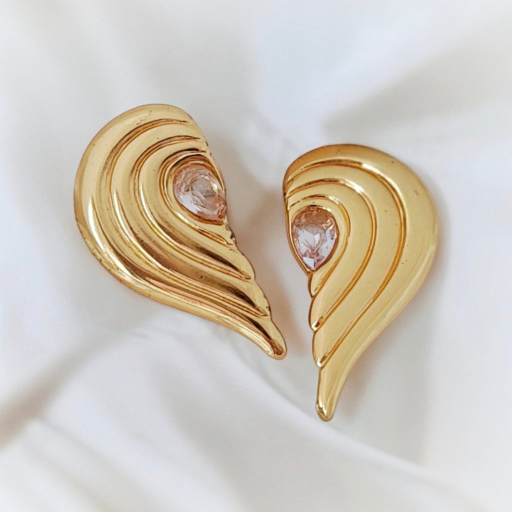 Golden Wing Heart Earrings
