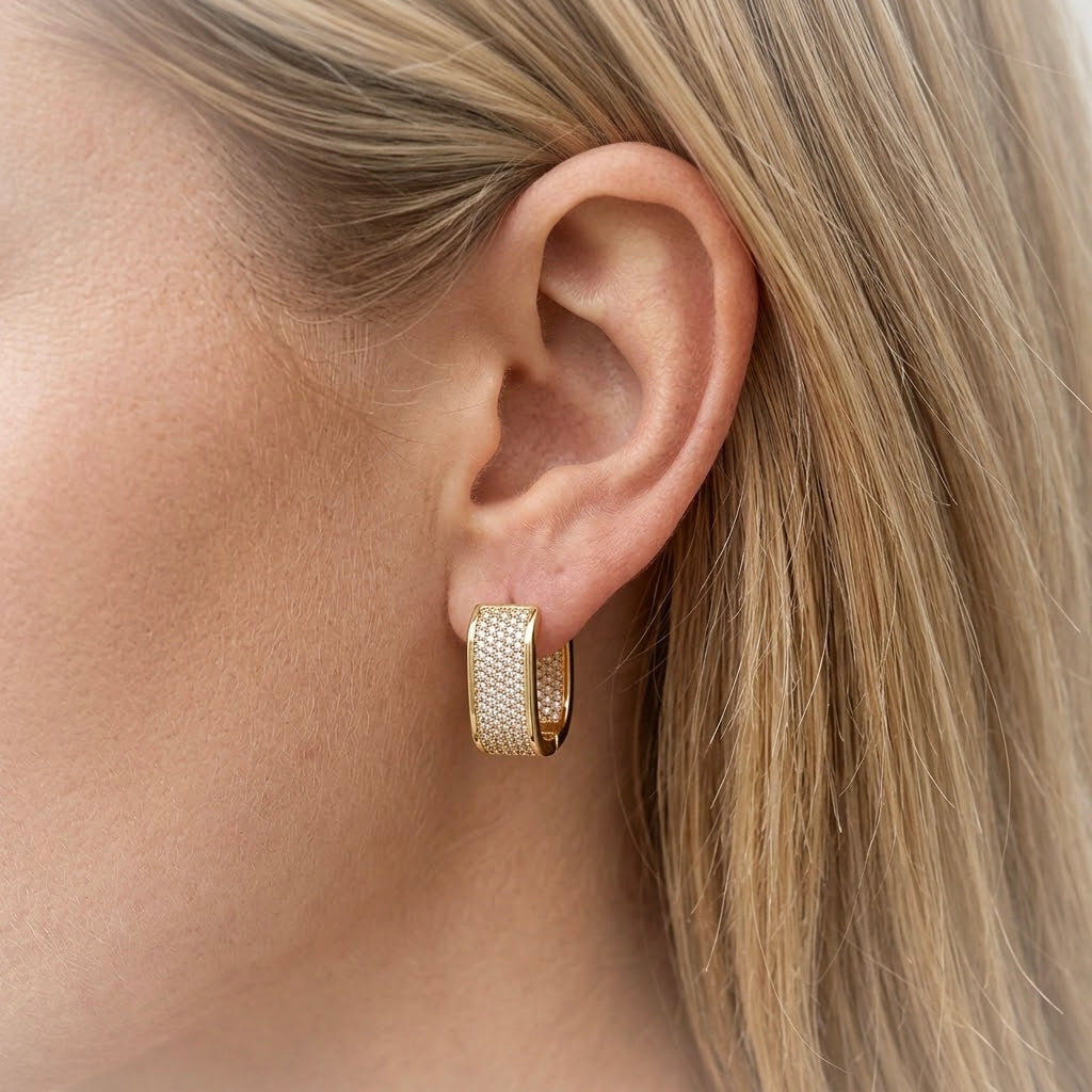 Sparkling Pave Hoops