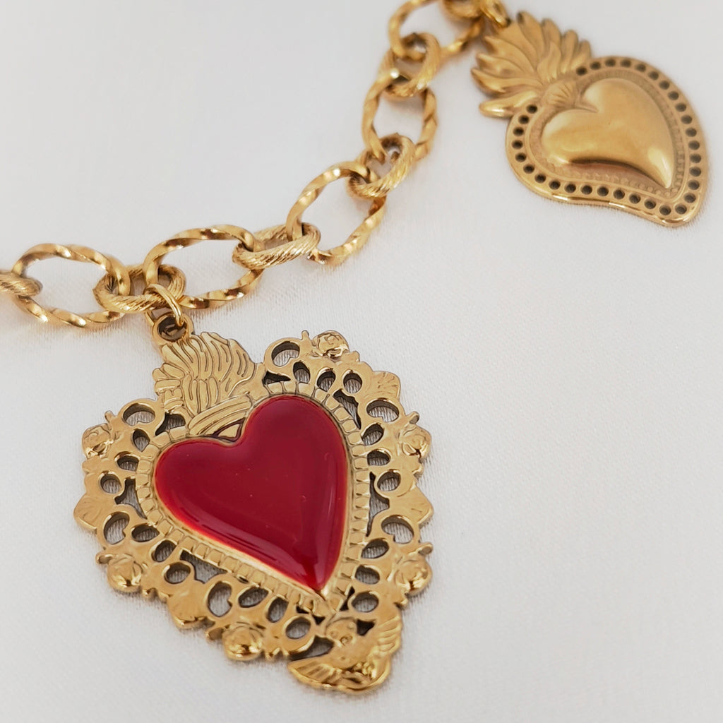 Sacred Hearts Charm Necklace