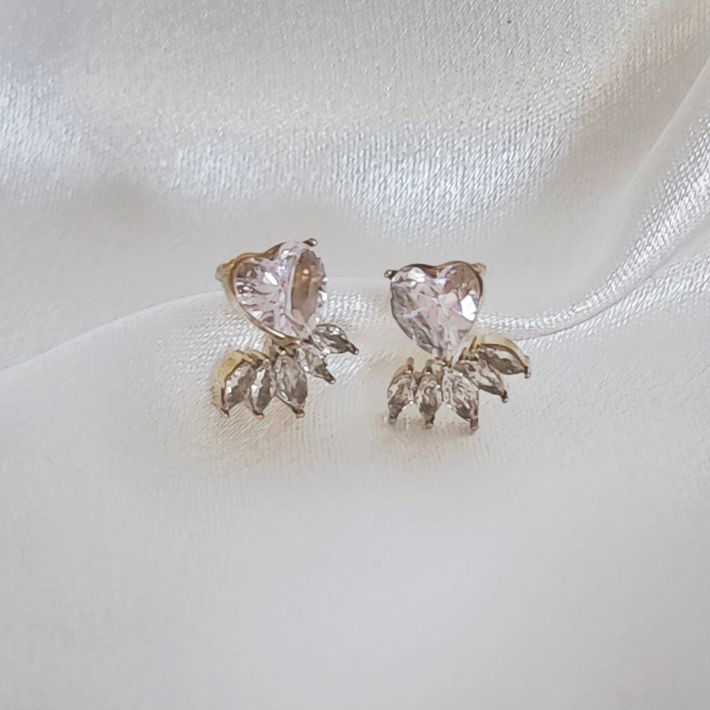 Crystal Heart Ear Jackets