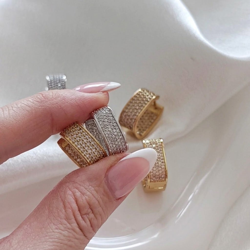 Sparkling Pave Hoops