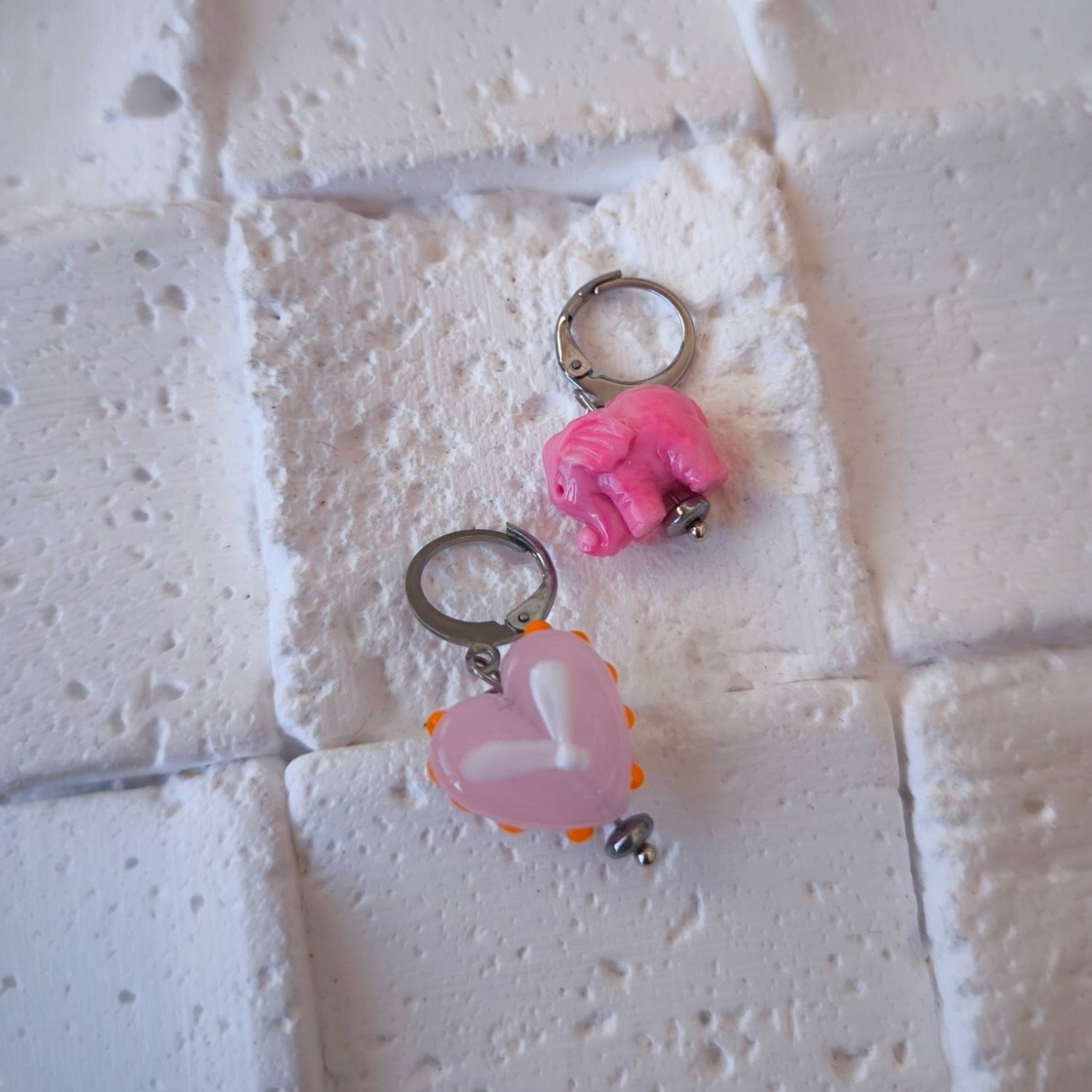 Elephant & Heart Earrings Set