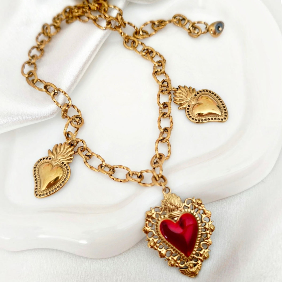 Sacred Hearts Charm Necklace
