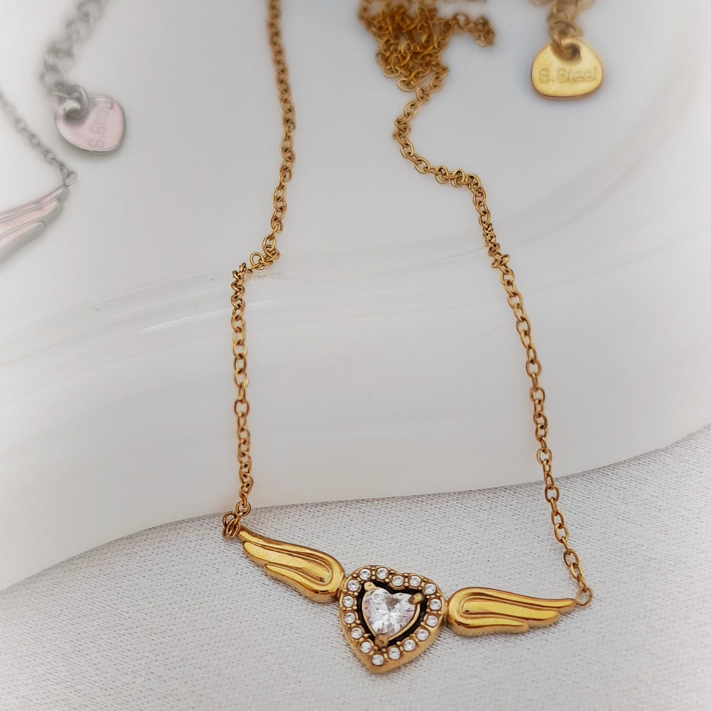 Angel Wings Heart Necklace