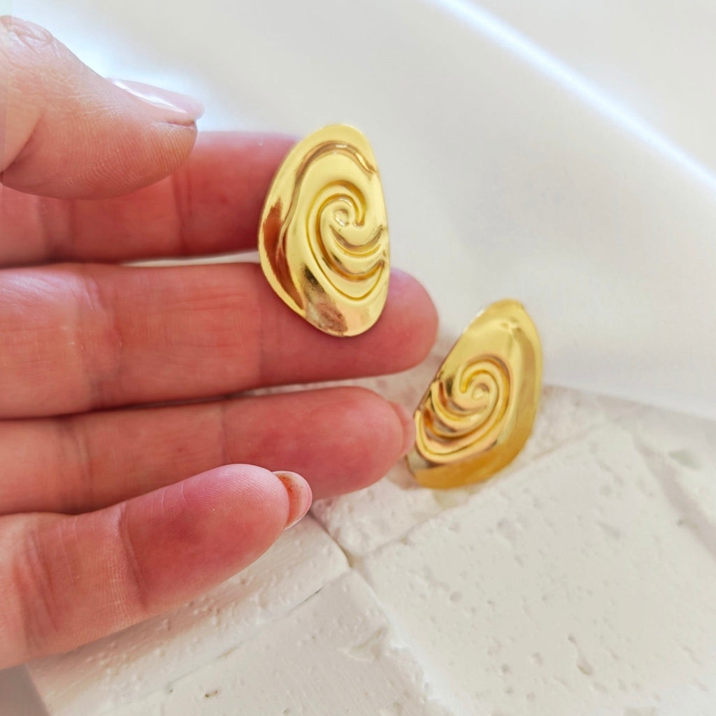 Gold Spiral Stud Earrings