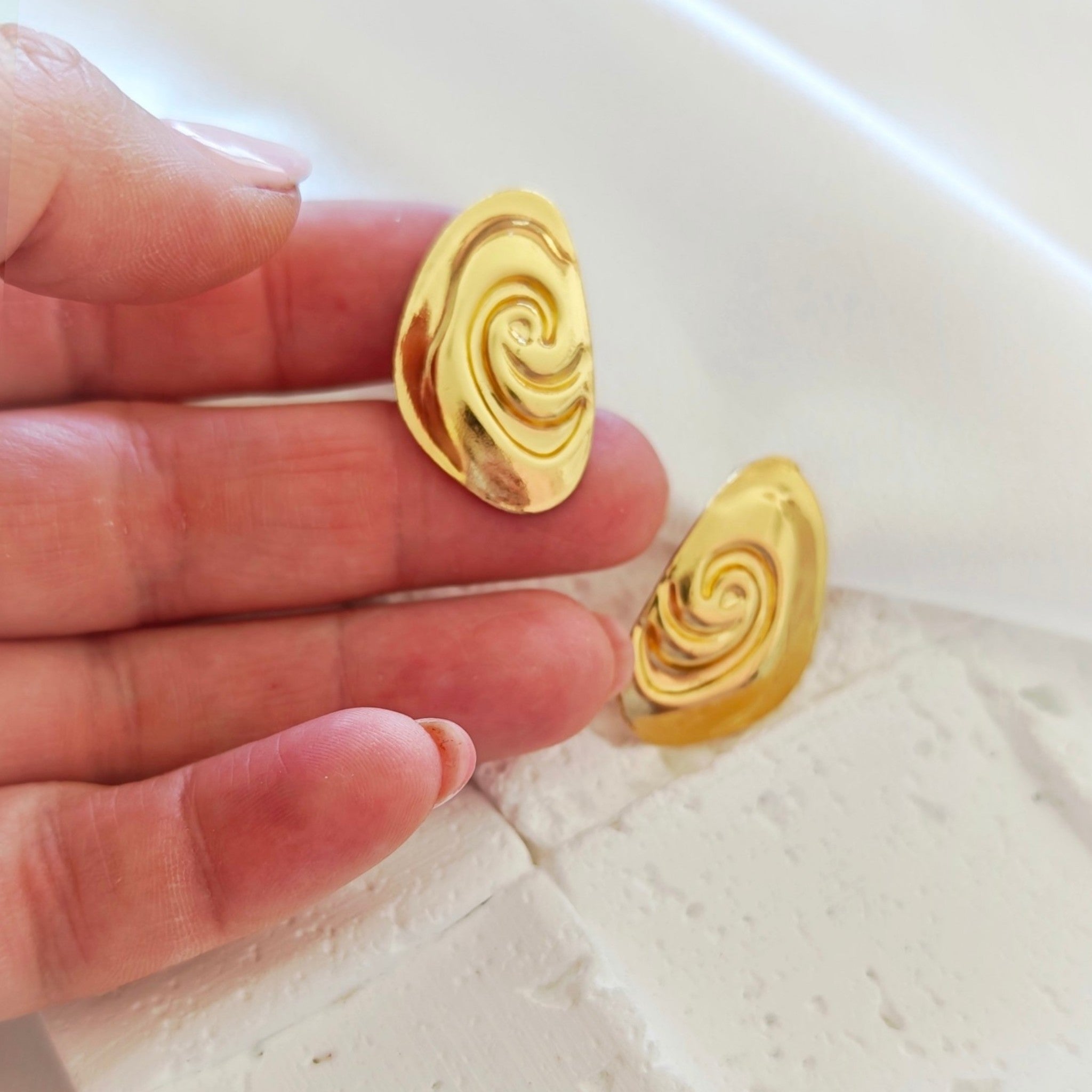 Gold Spiral Stud Earrings