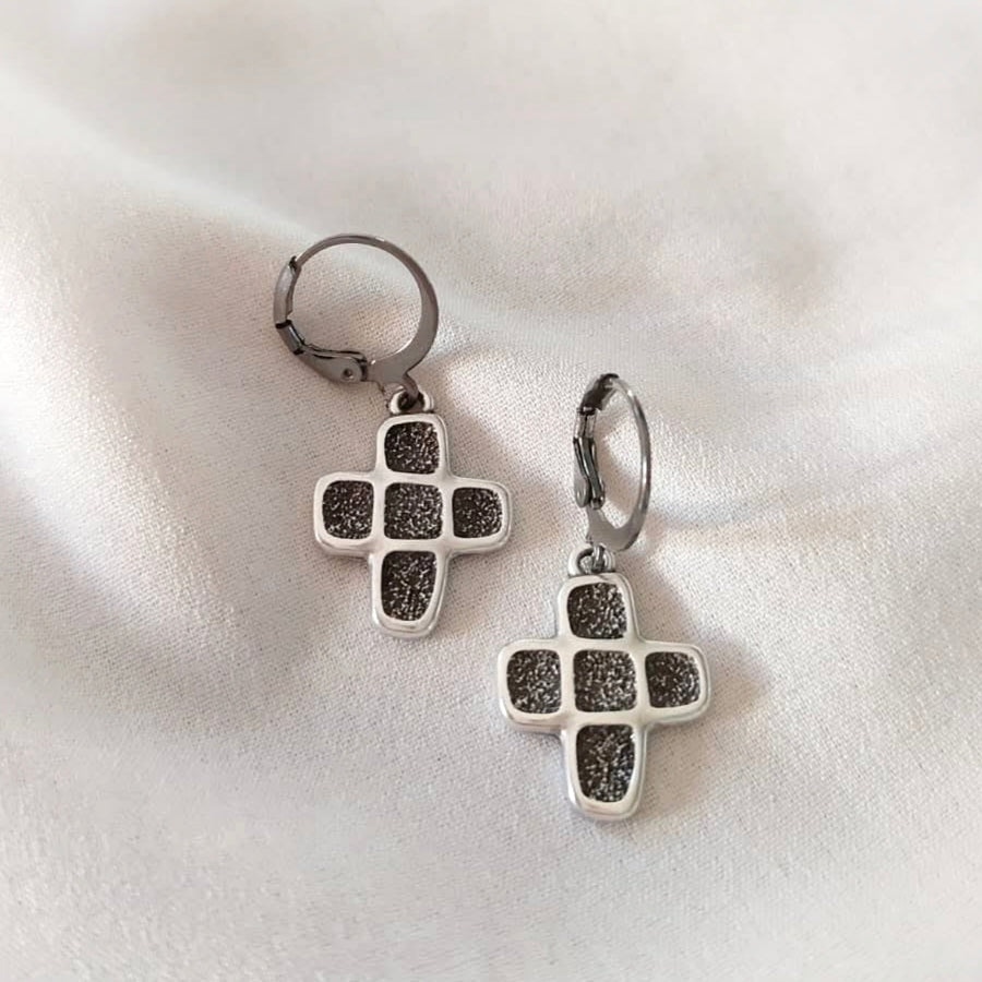 Cross Hoop Earrings