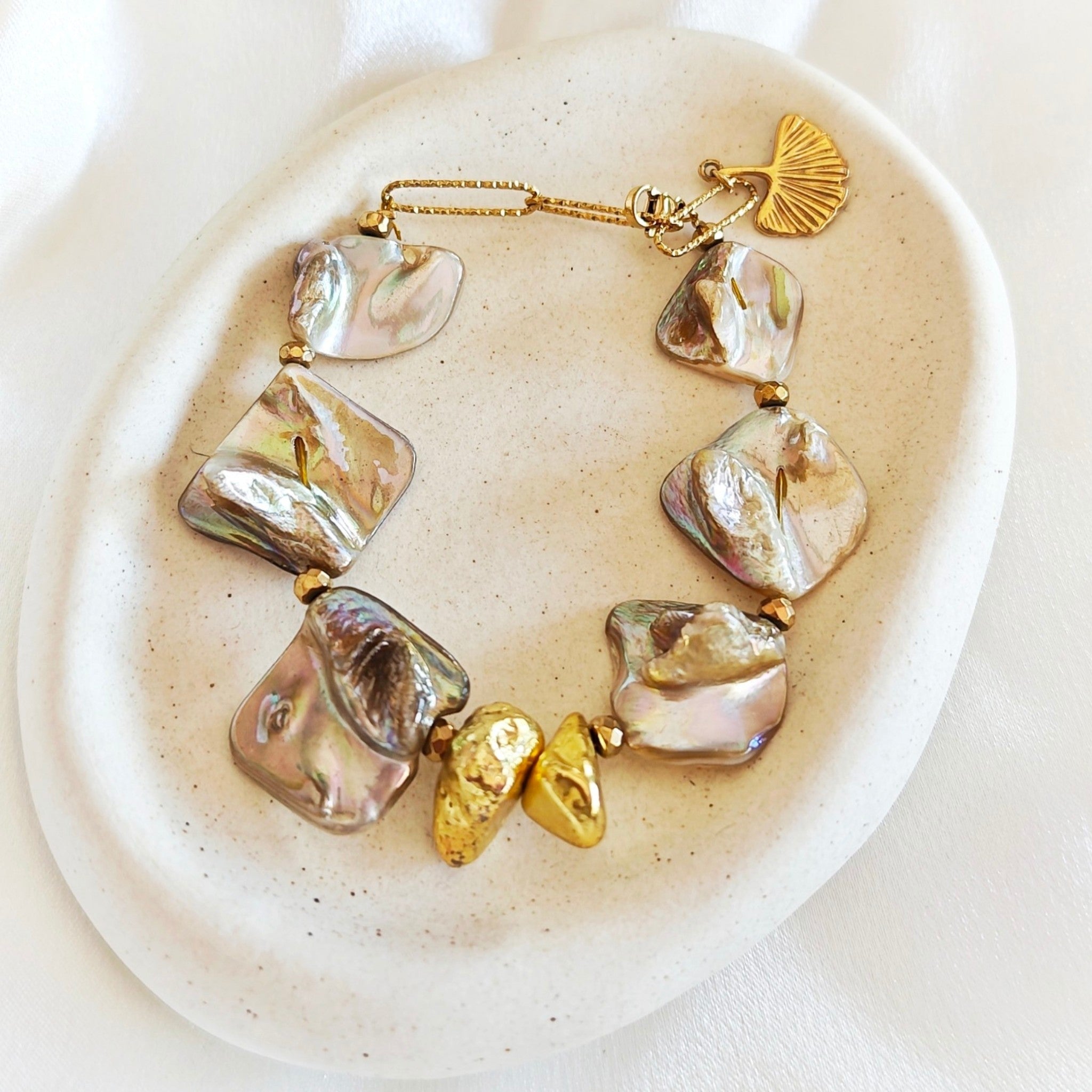 Ginkgo & Shell Bracelet