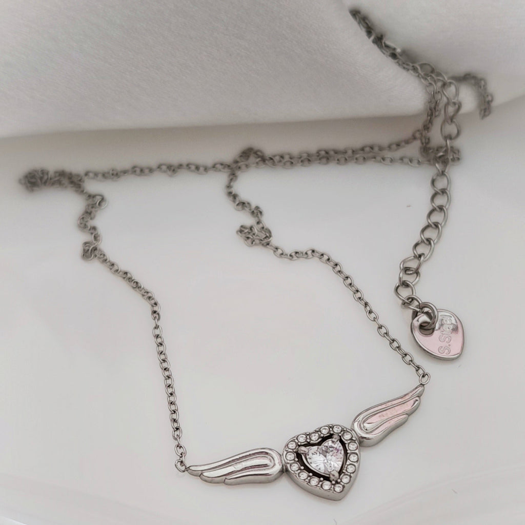 Angel Wings Heart Necklace