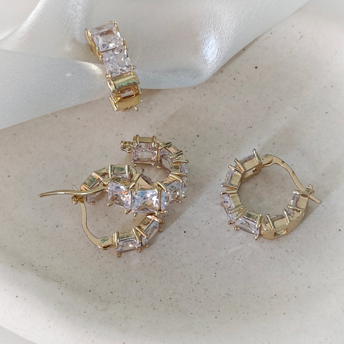 Gold Crystal Hoop Earrings