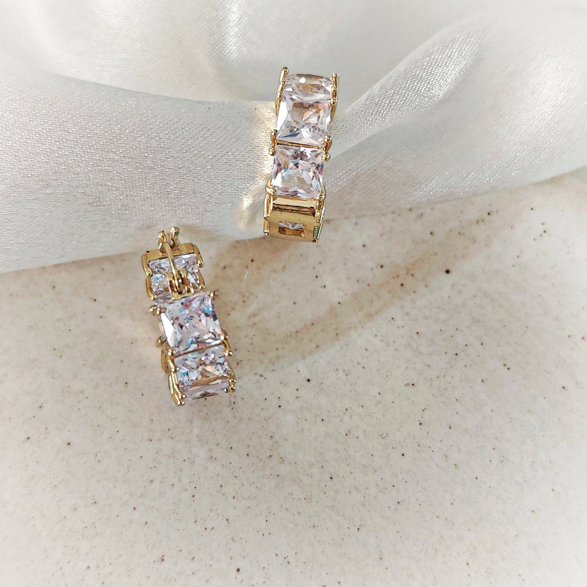 Gold Crystal Hoop Earrings