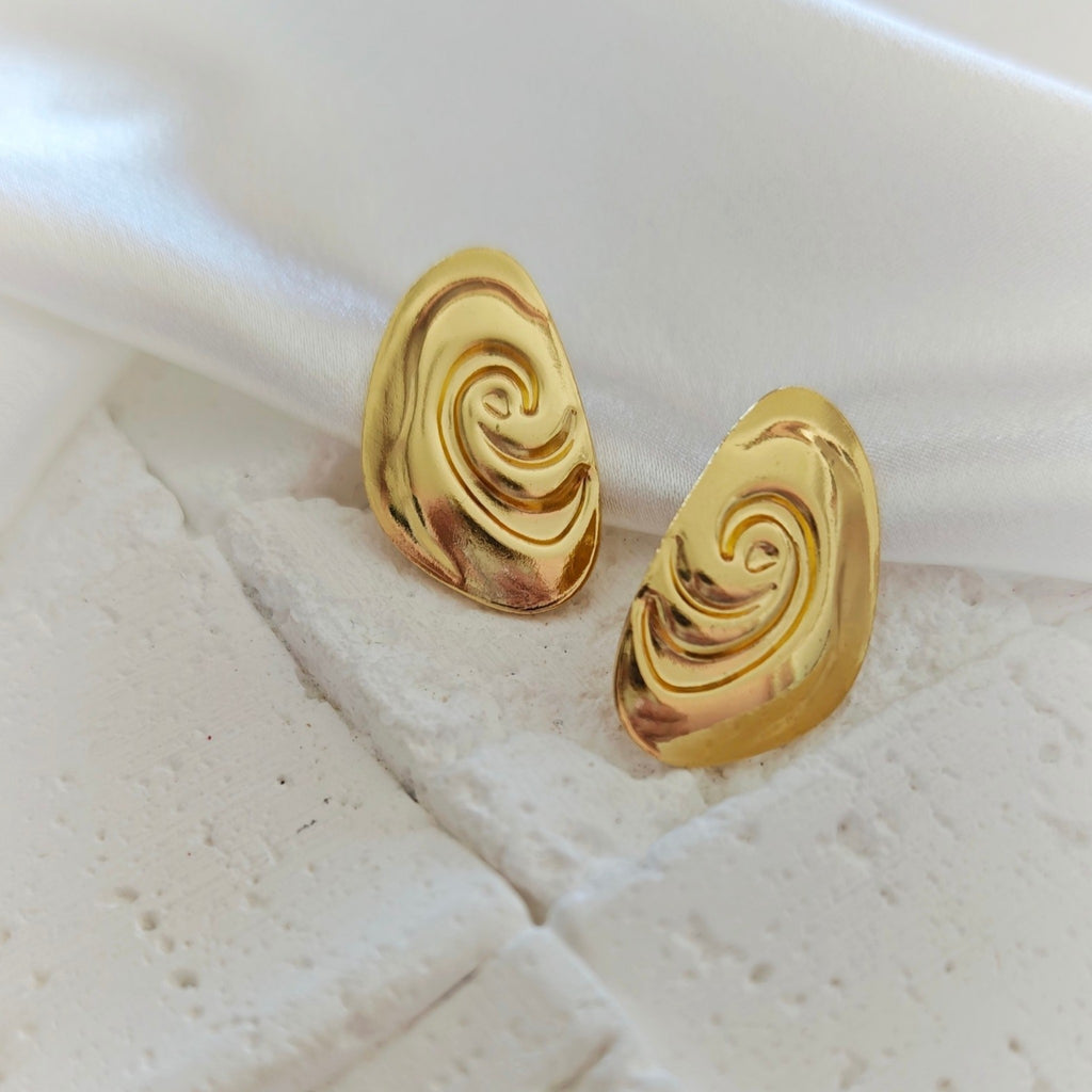 Gold Spiral Stud Earrings