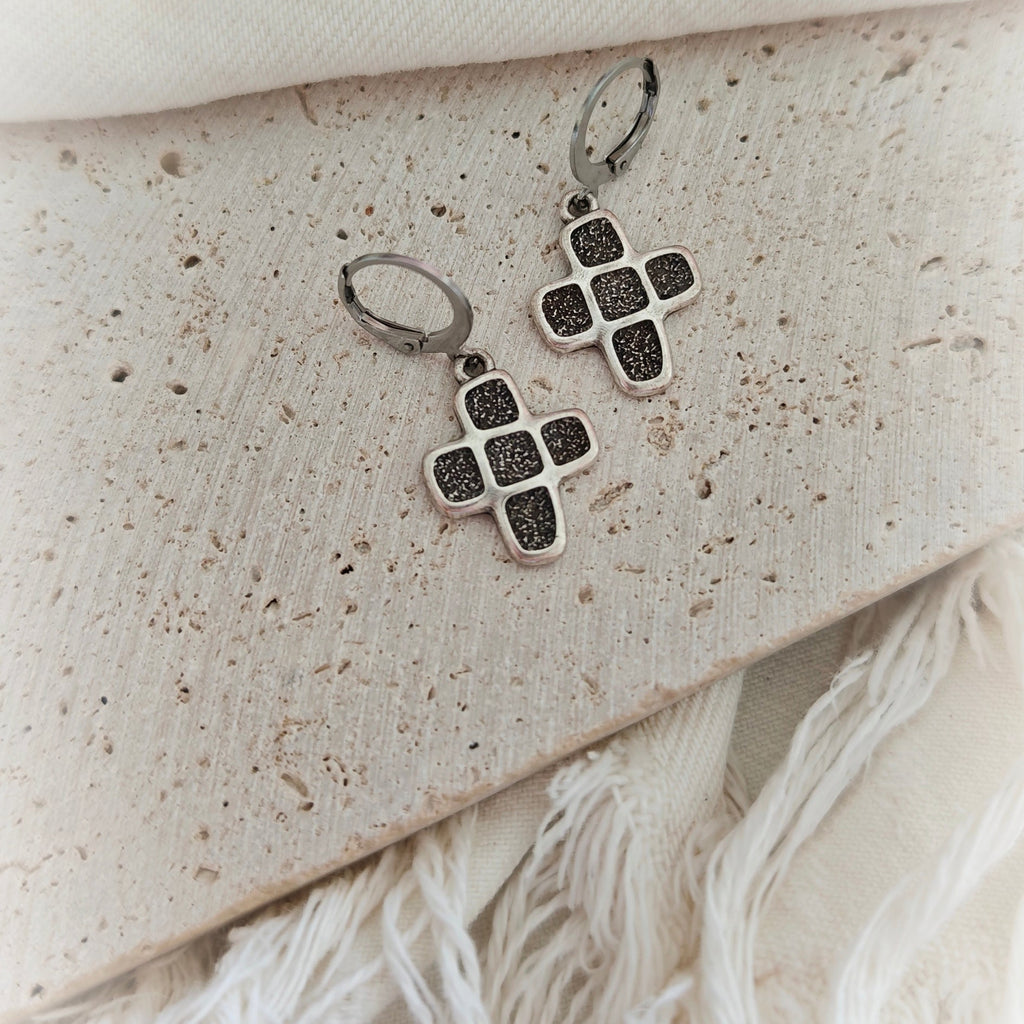 Cross Hoop Earrings l