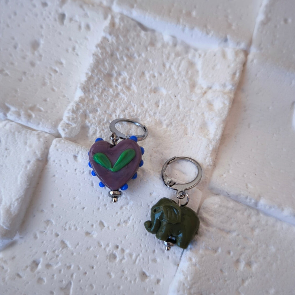Elephant & Heart Earrings Set