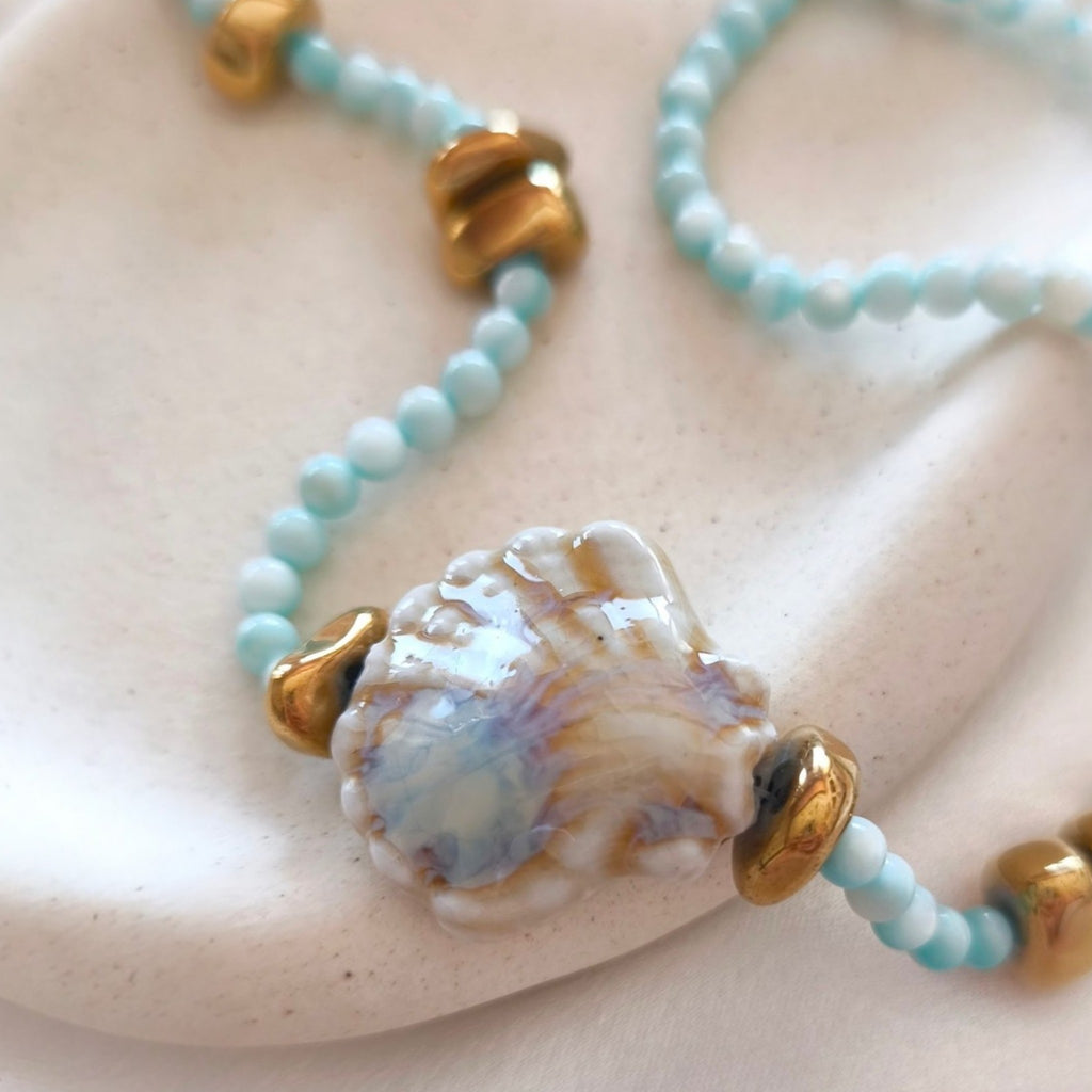 Shell & Turquoise Beaded Necklace