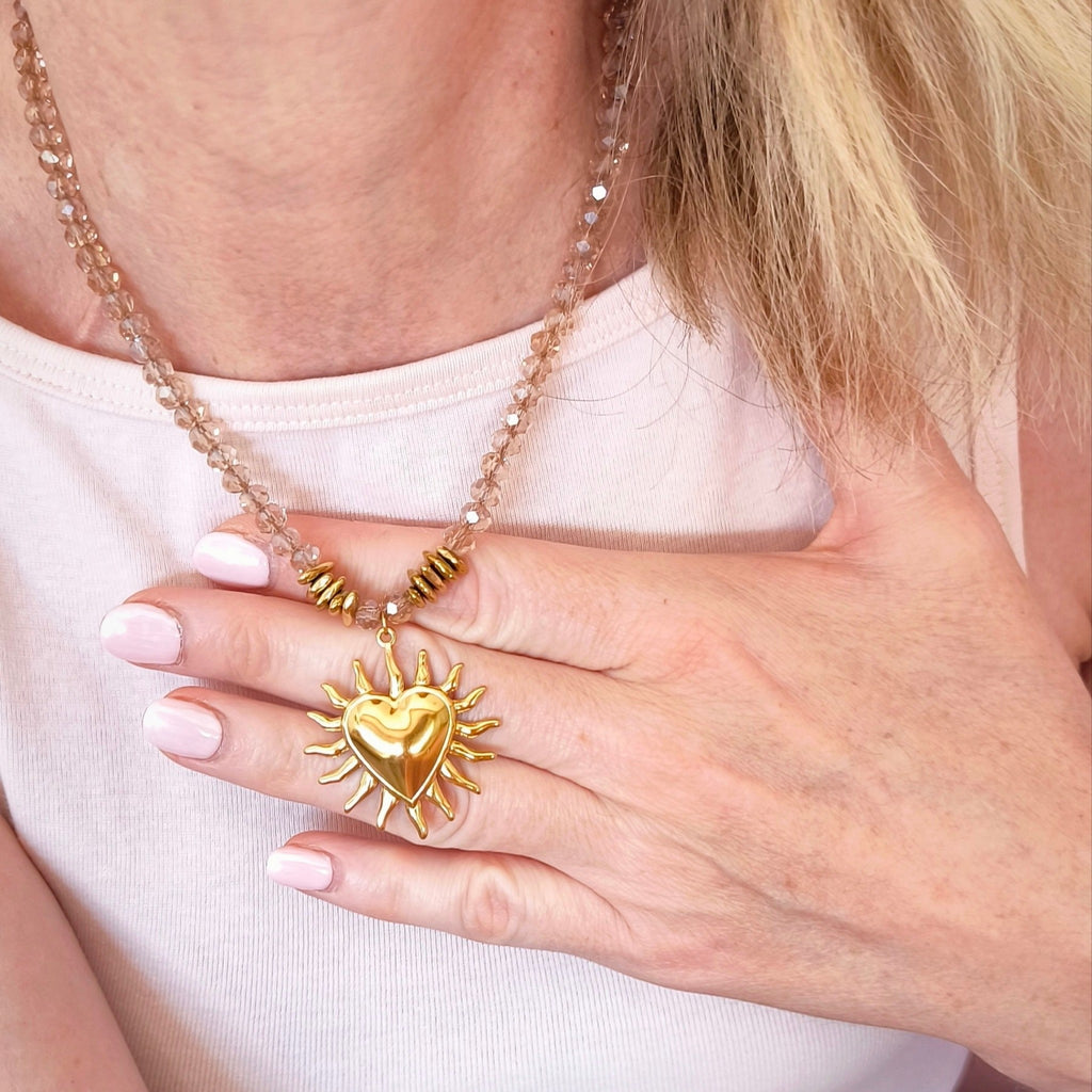 Sun Heart Crystal Necklace