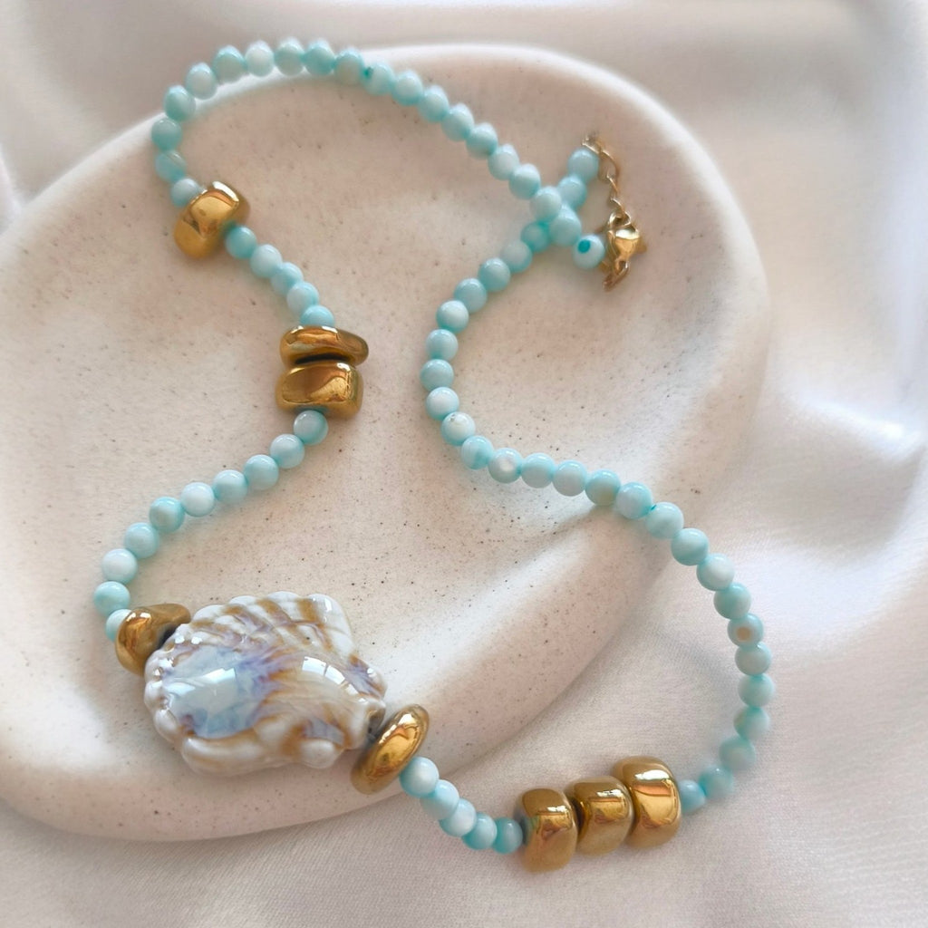 Shell & Turquoise Beaded Necklace