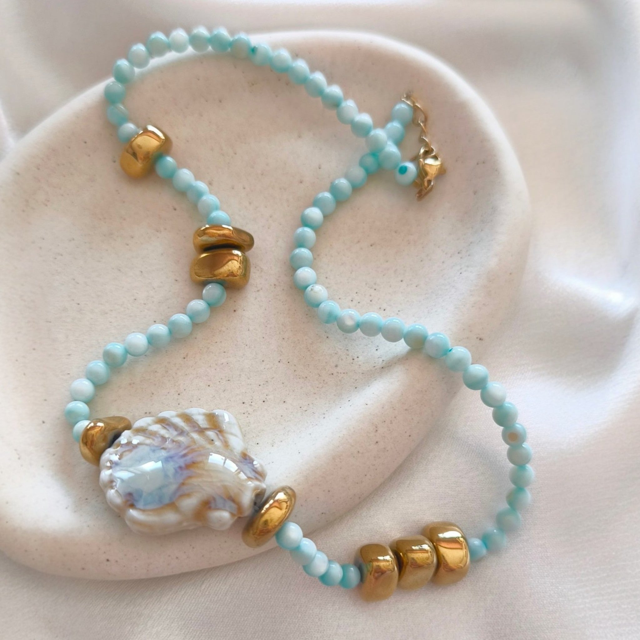 Shell & Turquoise Beaded Necklace