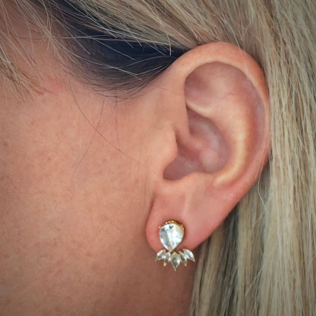 Crystal Heart Ear Jackets