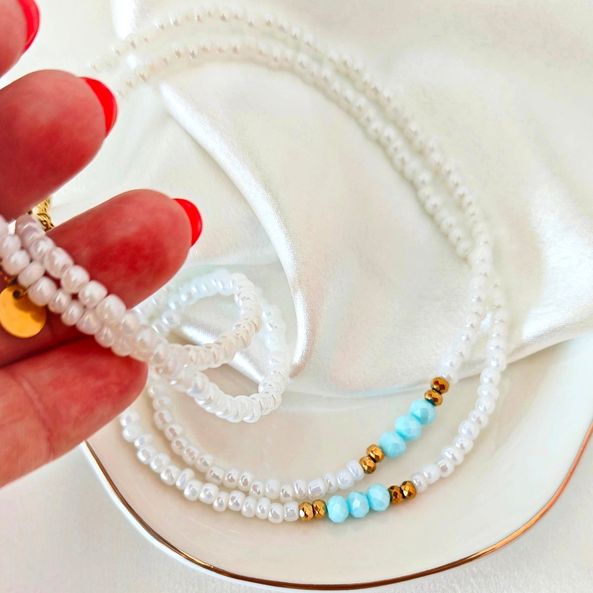 White Beaded Necklace