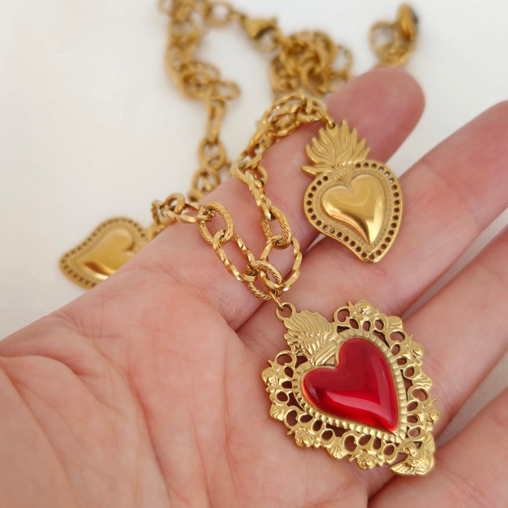 Sacred Hearts Charm Necklace