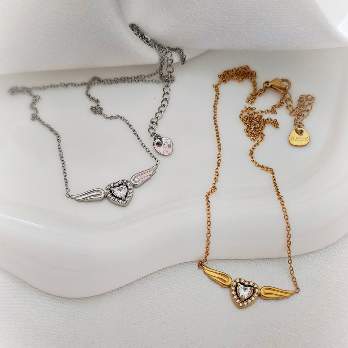 Angel Wings Heart Necklace